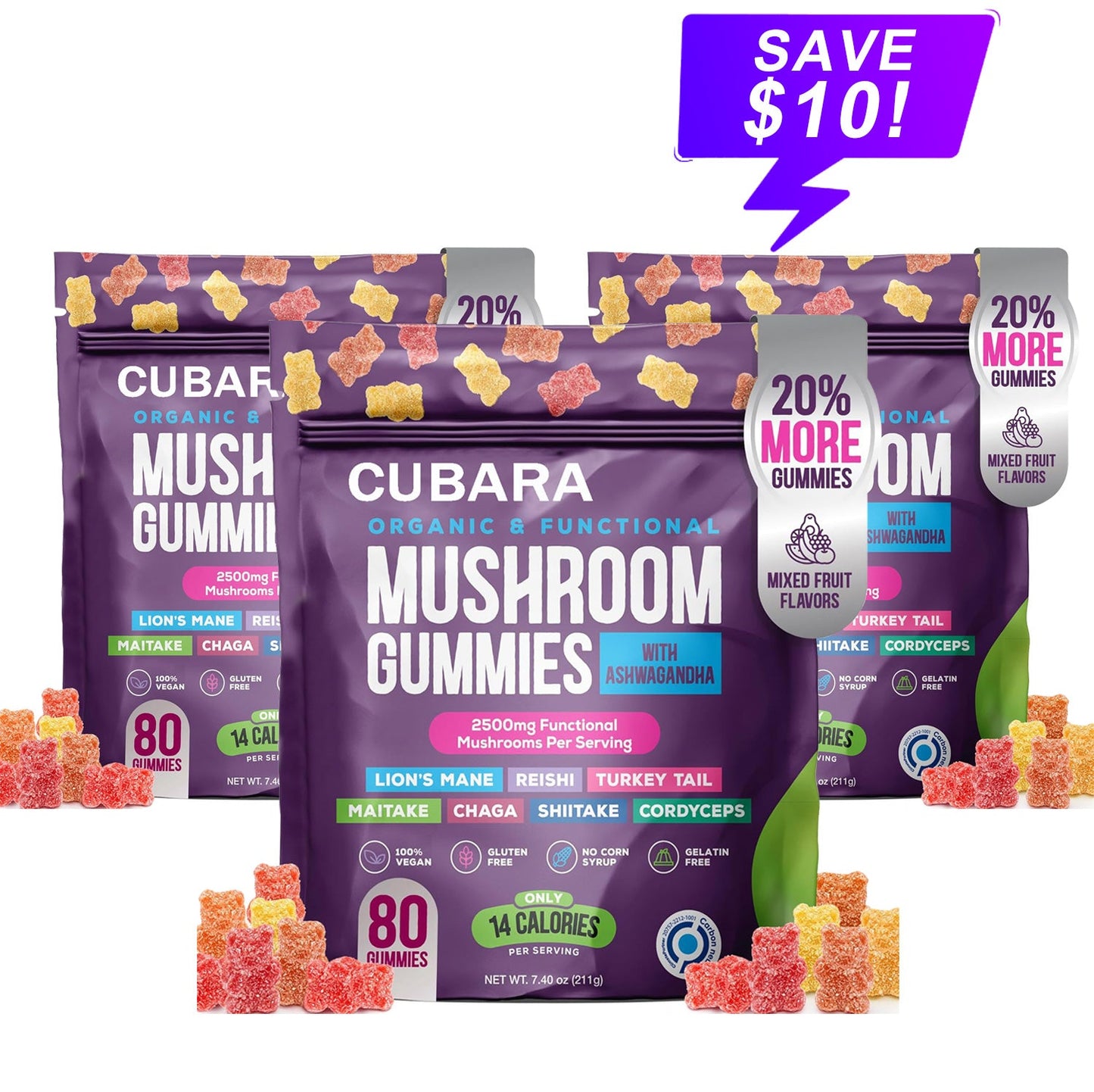 Ashwagandha, Reishi Mushroom Gummies