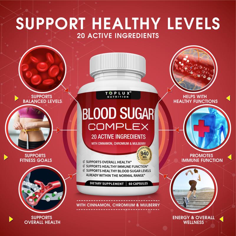 Blood Sugar Complex 20 Vitamins & Minerals Support Overall Health