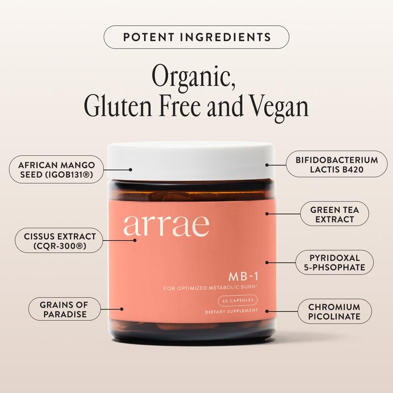 Arrae MB-1 | Natural Energy, Cholesterol, & Overall Health Support 20-Day Supply| Organic Nutrition Dietary Supplement Healthcare Vitamins Probiotic Blend Edible Fitness