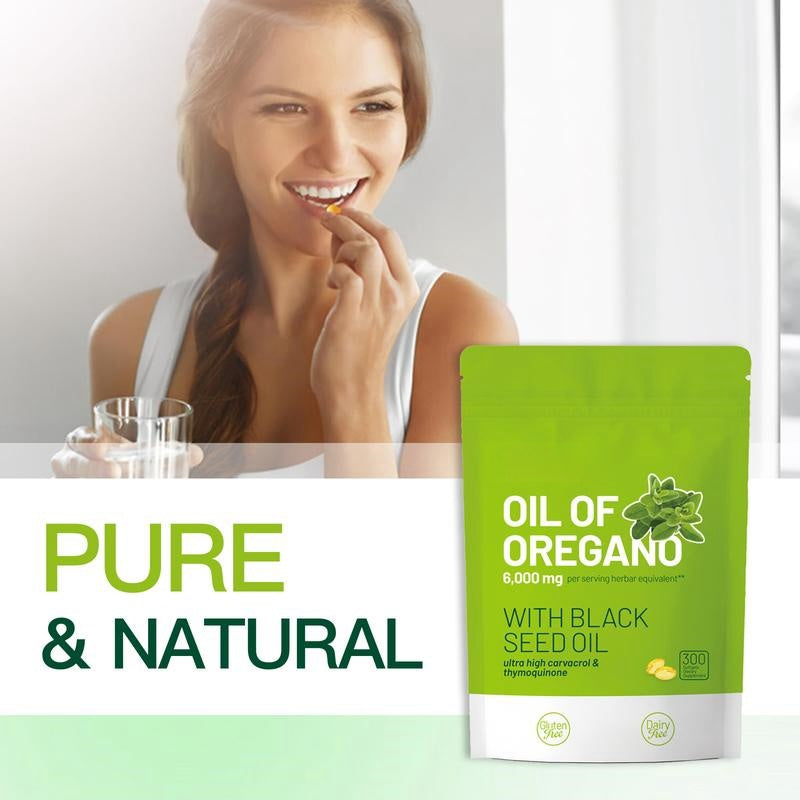 Oil of Oregano with Black Seed Oil 300 Capsules | Natural Antioxidants | Nutritional Support | Highly Effective Botanicals Dietary Healthcare Supplement