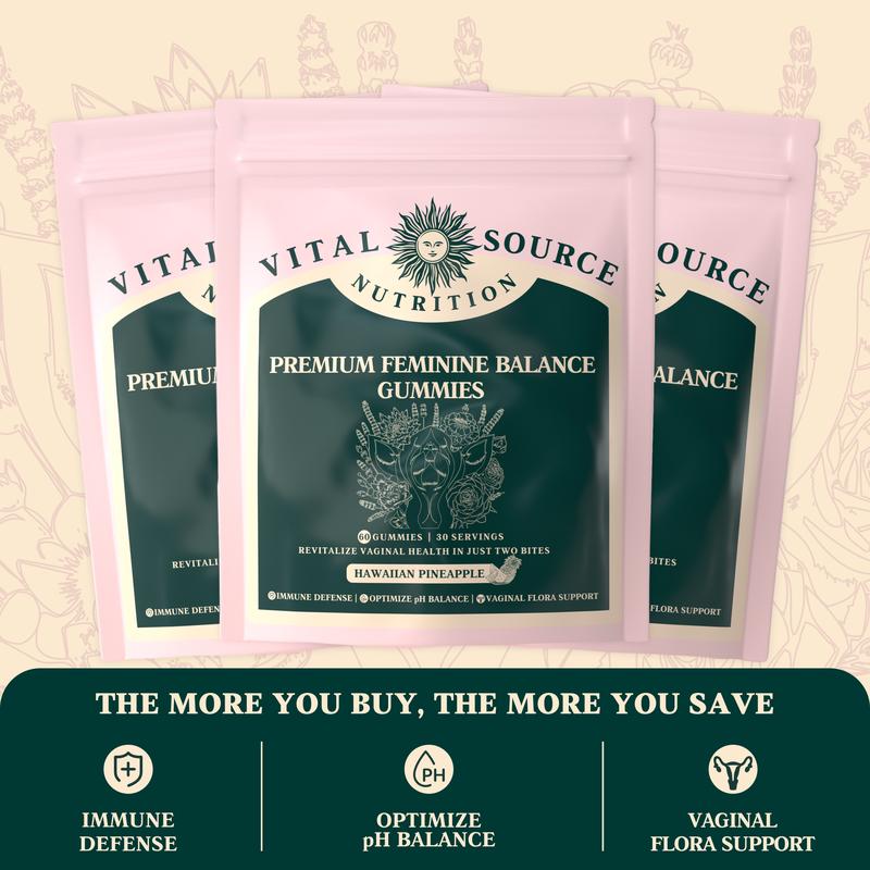 Vital Source Feminine Balance Gummies – Hawaiian Pineapple (New and Improved Packaging)