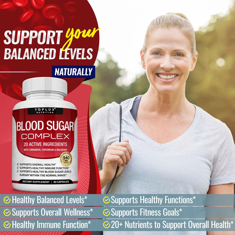 Blood Sugar Complex 20 Vitamins & Minerals Support Overall Health