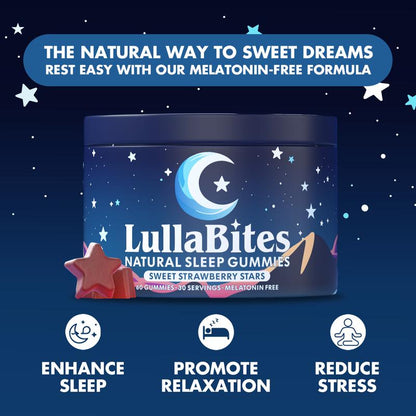LullaBites Natural Sleep Gummies - 30 Servings -Sweet Strawberry Stars