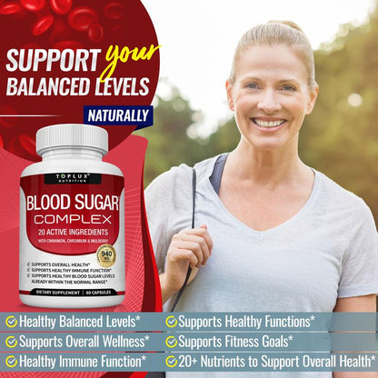 Blood Sugar Complex 20 Vitamins & Minerals Support Overall Health
