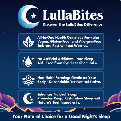 LullaBites Natural Sleep Gummies - 30 Servings -Sweet Strawberry Stars