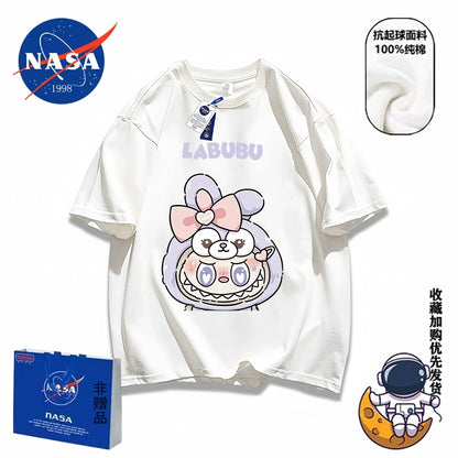 POP MART labubu star Kabi short-sleeved men's and women's summer pure cotton loose and versatile T-shirt dopamine