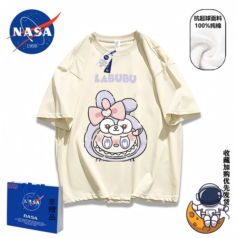 POP MART labubu star Kabi short-sleeved men's and women's summer pure cotton loose and versatile T-shirt dopamine