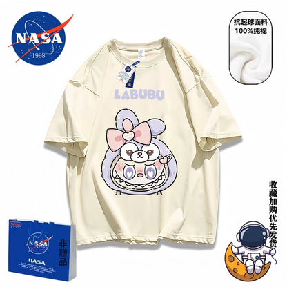 POP MART labubu star Kabi short-sleeved men's and women's summer pure cotton loose and versatile T-shirt dopamine