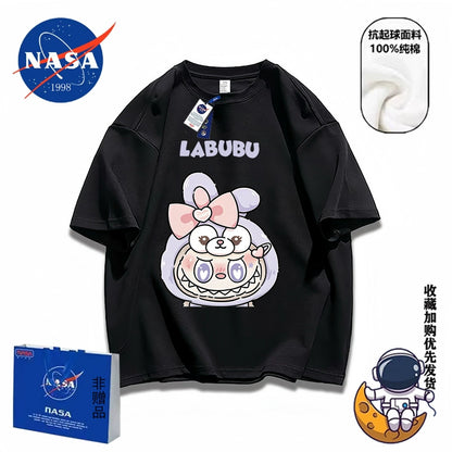 POP MART labubu star Kabi short-sleeved men's and women's summer pure cotton loose and versatile T-shirt dopamine