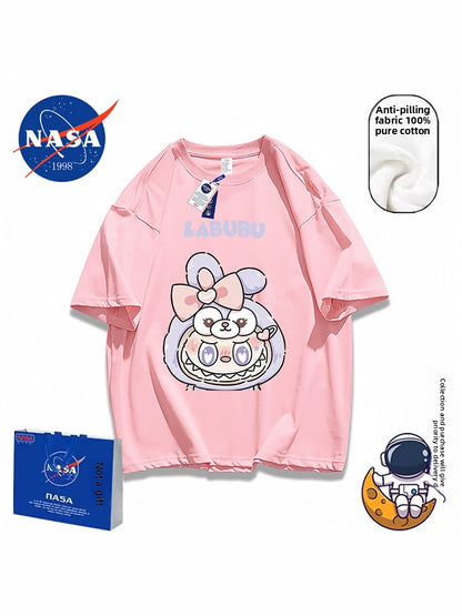 POP MART labubu star Kabi short-sleeved men's and women's summer pure cotton loose and versatile T-shirt dopamine