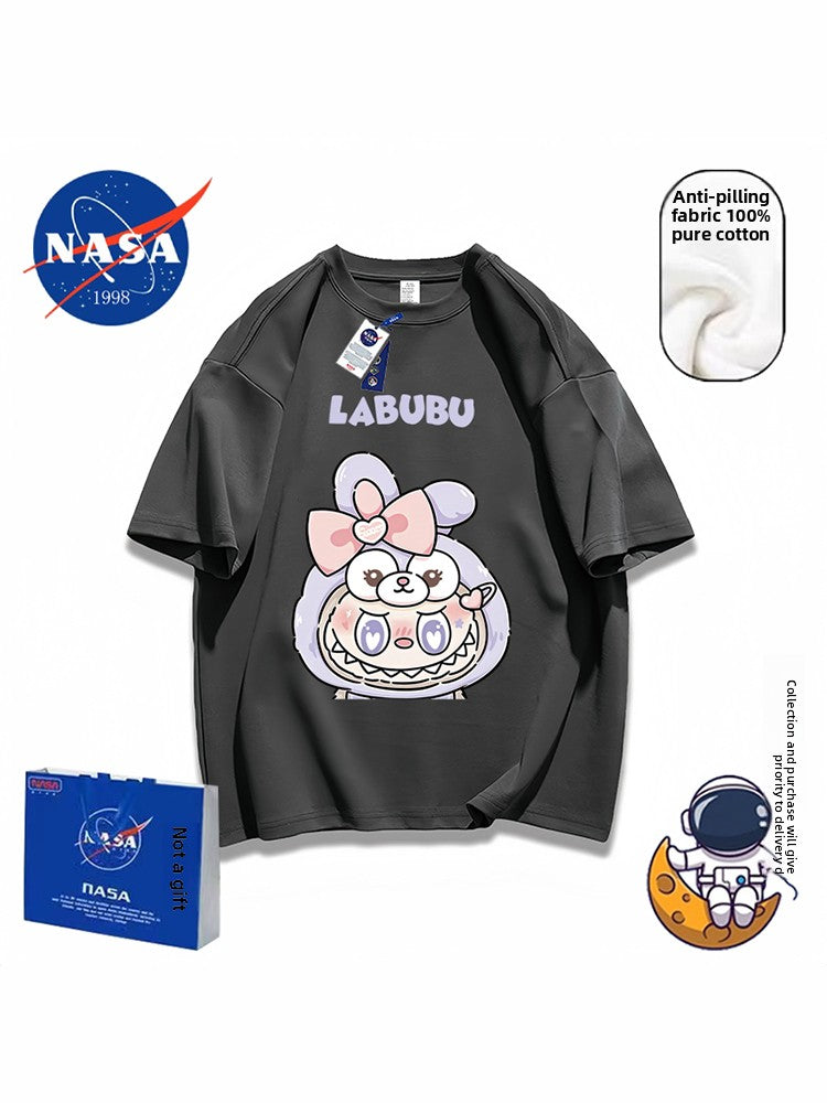 POP MART labubu star Kabi short-sleeved men's and women's summer pure cotton loose and versatile T-shirt dopamine