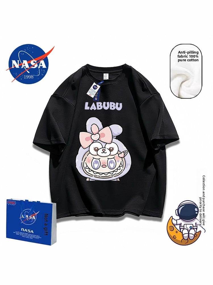 POP MART labubu star Kabi short-sleeved men's and women's summer pure cotton loose and versatile T-shirt dopamine
